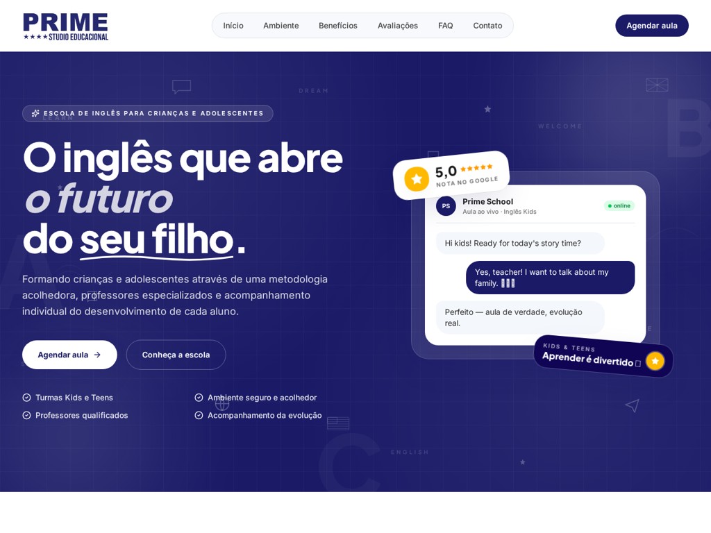 Site Prime Studio Educacional
